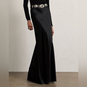 Tadashi Shoji Black Satin Formal Evening Floor Length Maxi Skirt 6